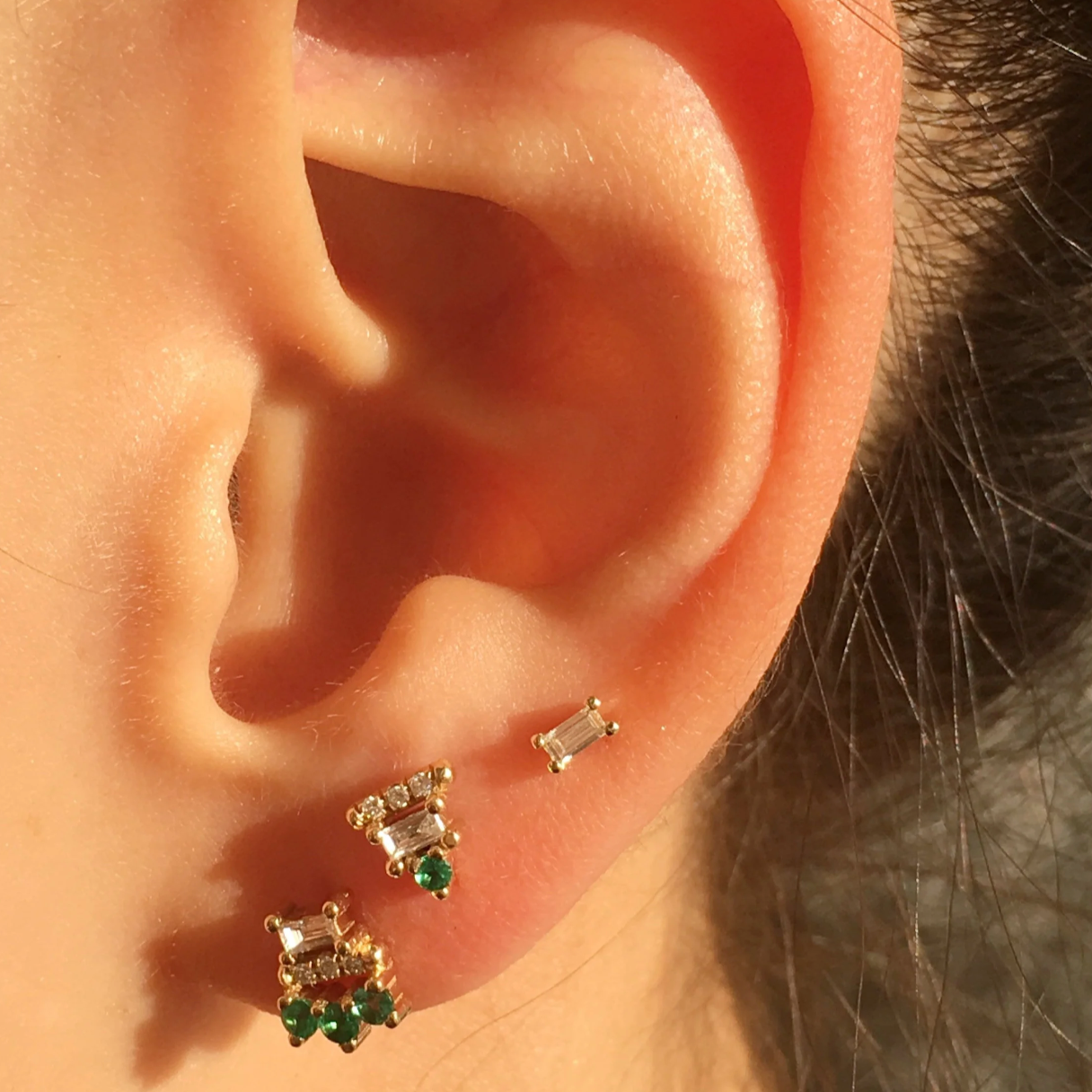 Emerald Baguette Bar Threaded End