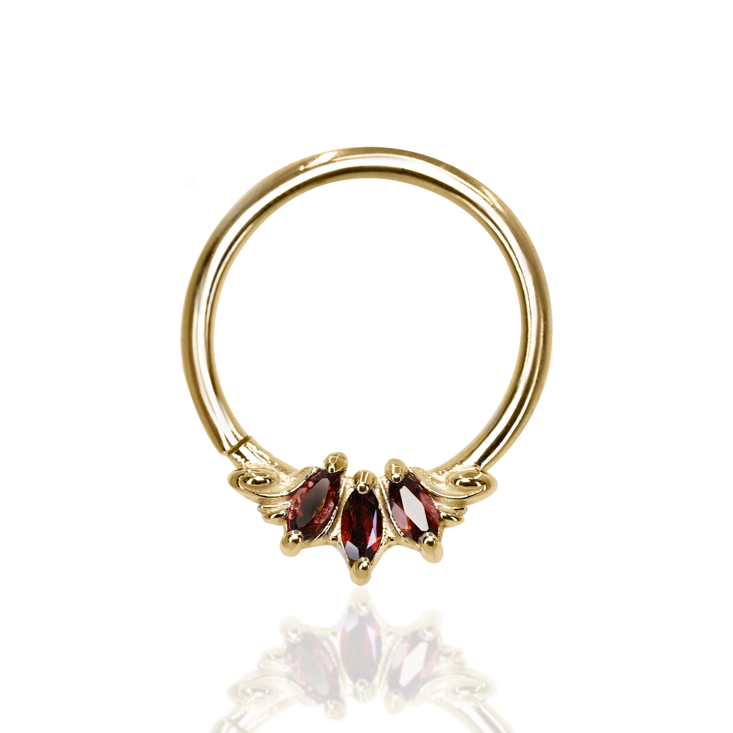 Grandeur Seam Ring with Garnet | 16 Gauge 7/16"