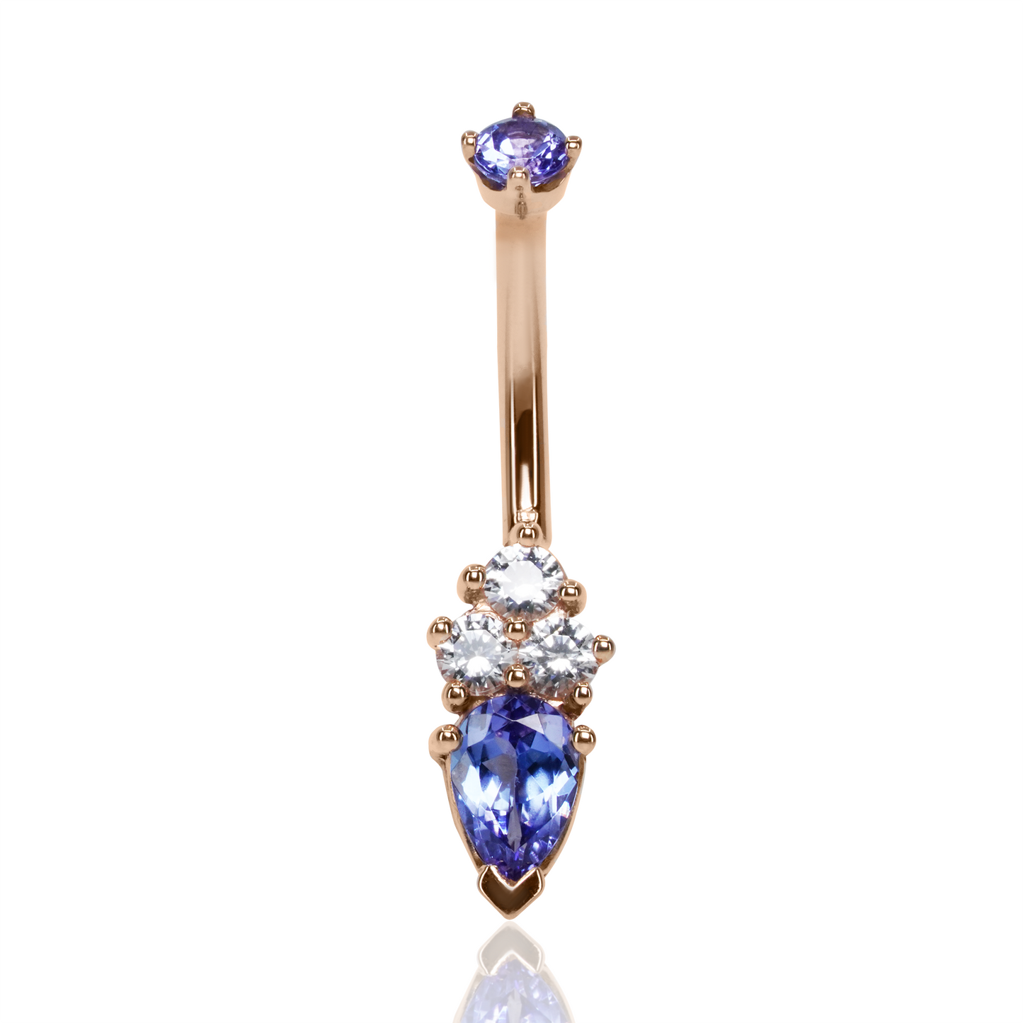 Little Tracy Curved Barbell with Tanzanite and White Sapphire | 14 Gauge 3/8"