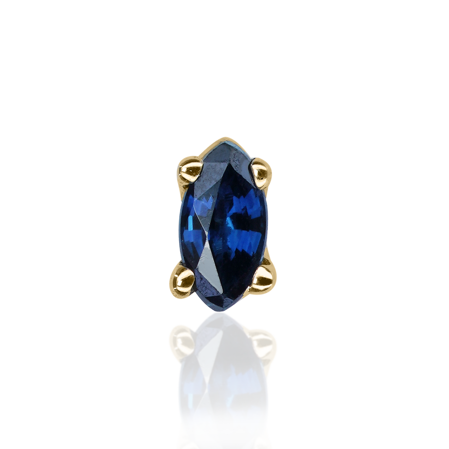 Blue Sapphire Marquise 4 Prong Threadless End