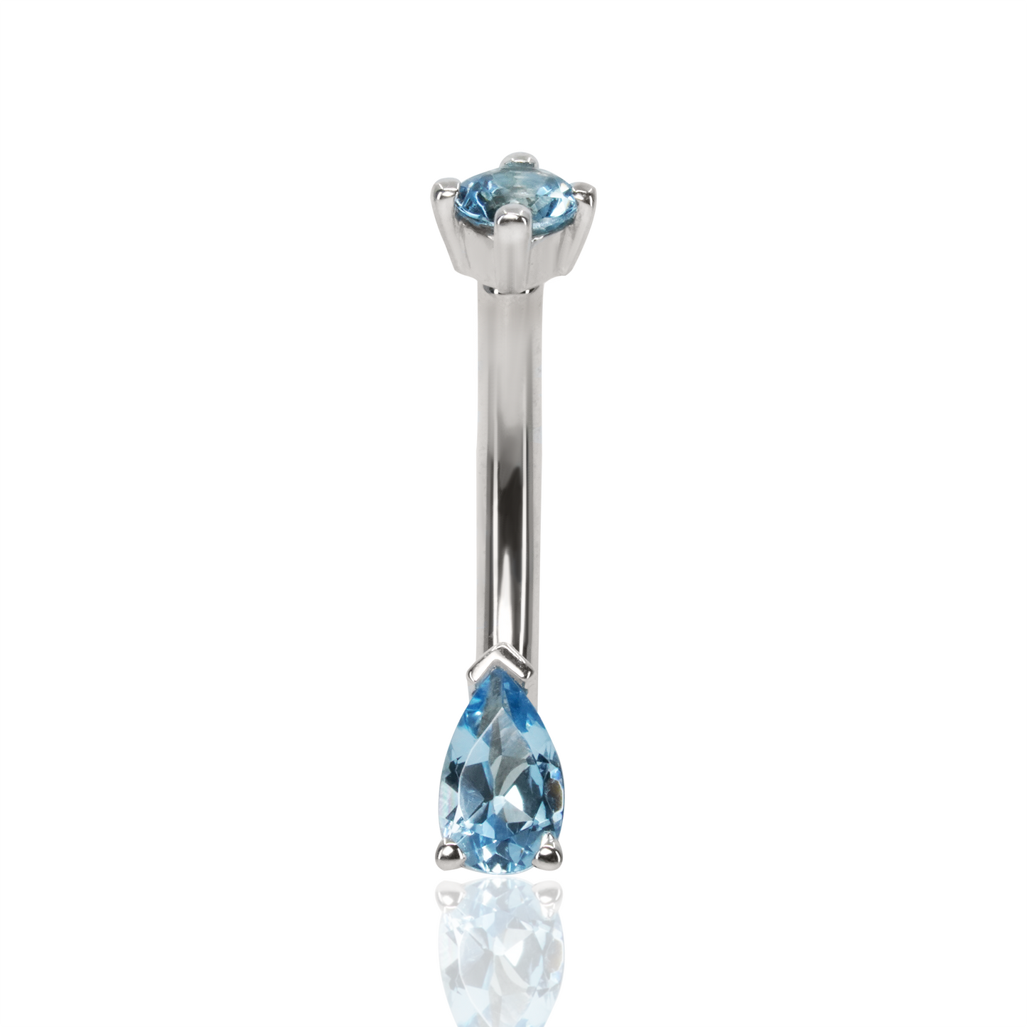 Gemstone Pear Prong Curved Barbell | 14 Gauge 3/8"
