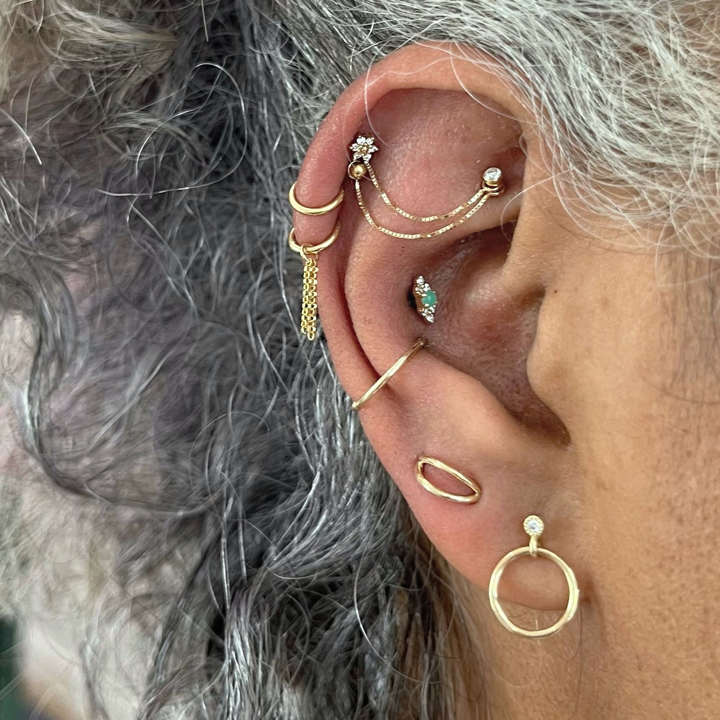 Mini Diamond Eternity Dangle Stud Earrings - PAIR