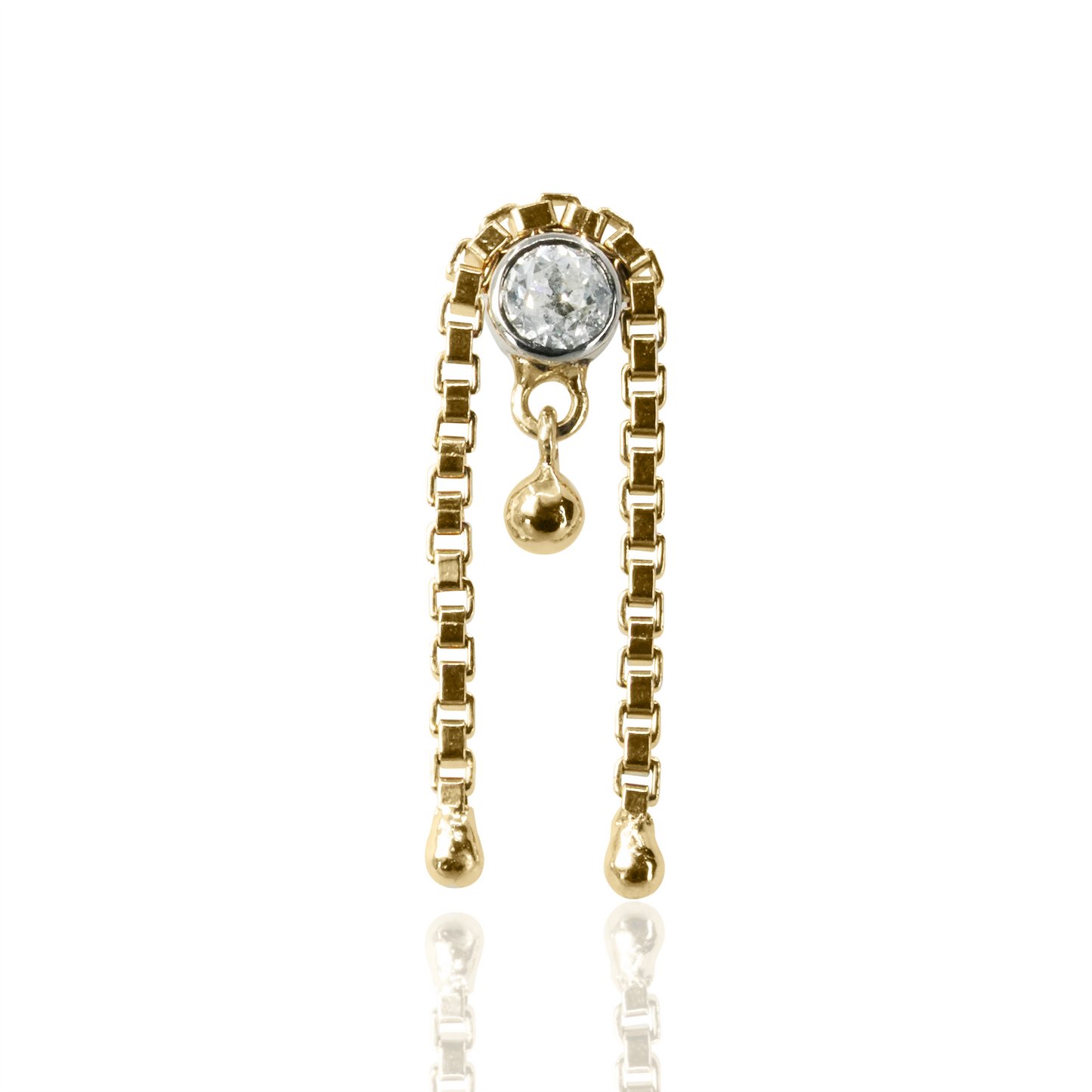 Duo-toned Veil Stud Earring with Antique White Diamond - SINGLE