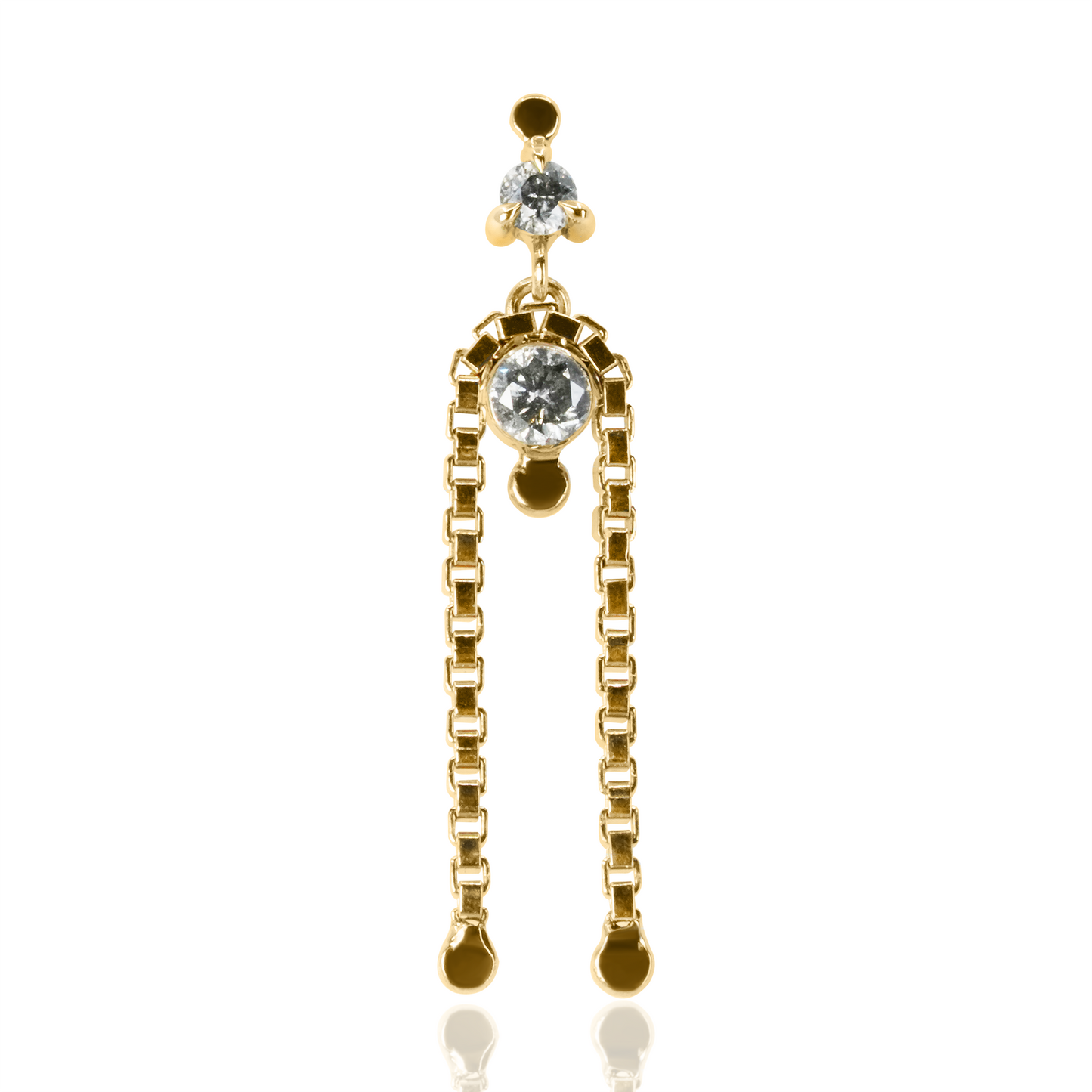 Double Veil Stud Earrings with Grey Diamond Traditional Butterfly Back - SINGLE