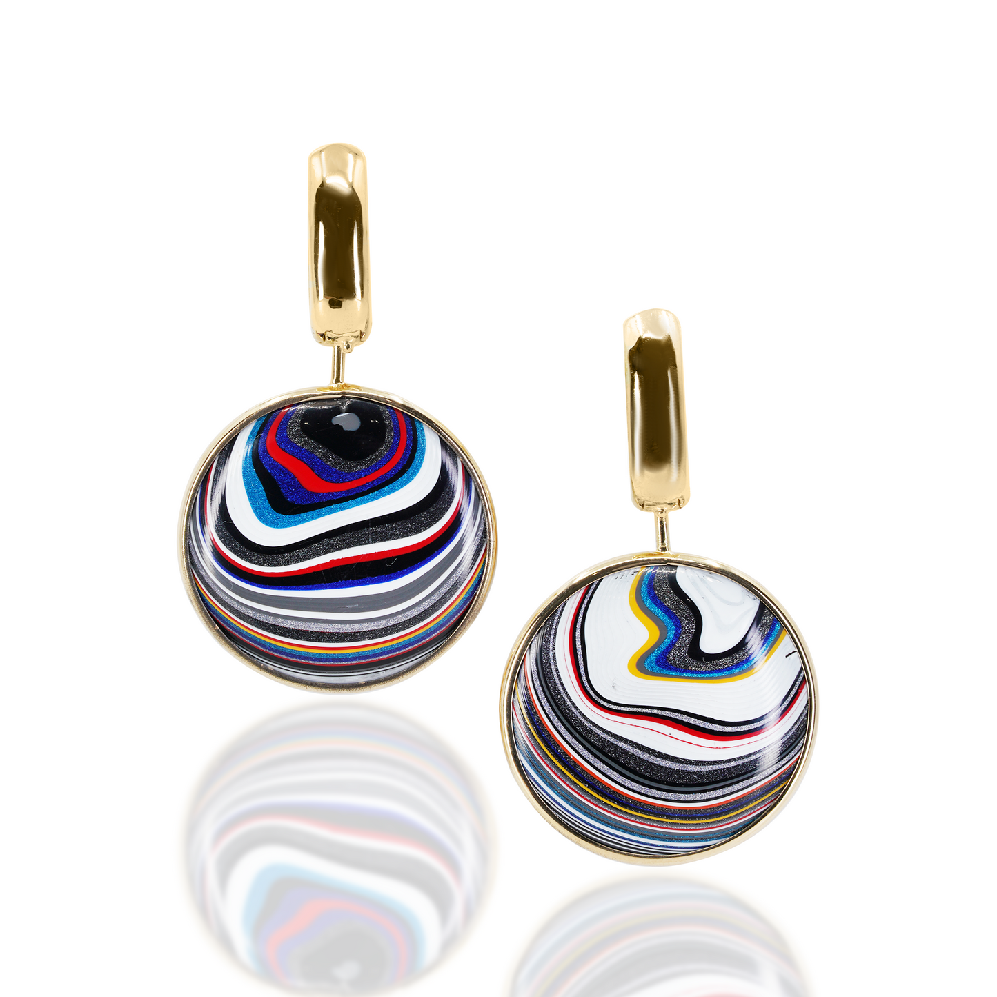 Marla Aaron Fordite Mini Discs with Base - PAIR