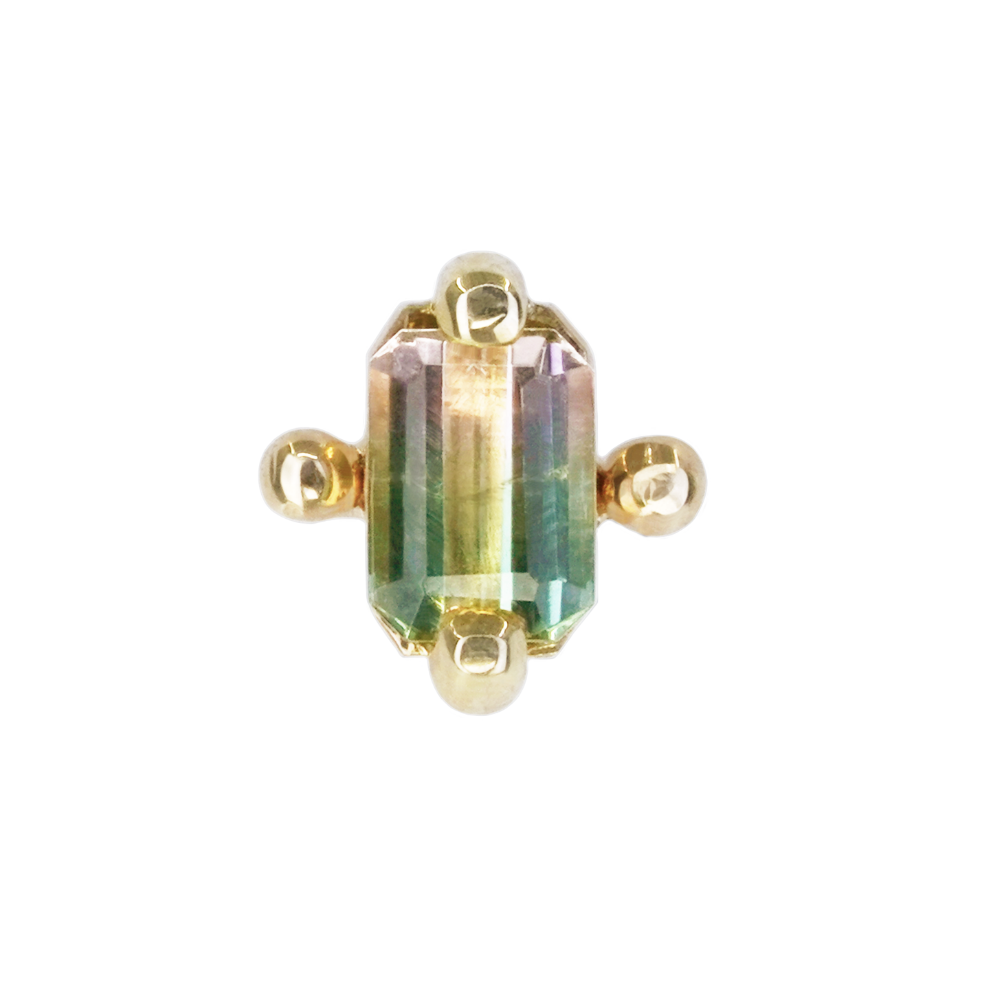 Watermelon Tourmaline Threaded End with Two Beads