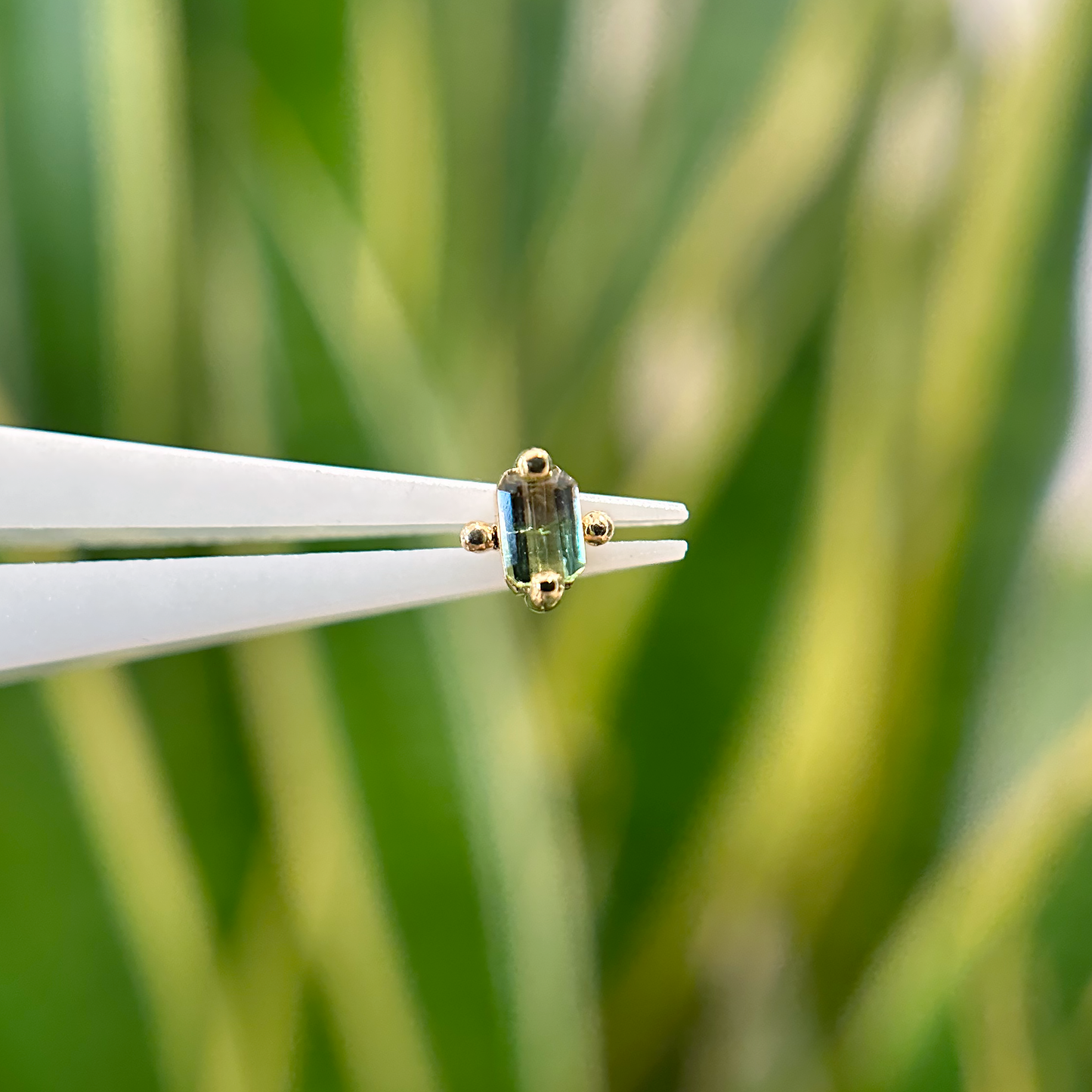 Watermelon Tourmaline Threaded End with Two Beads