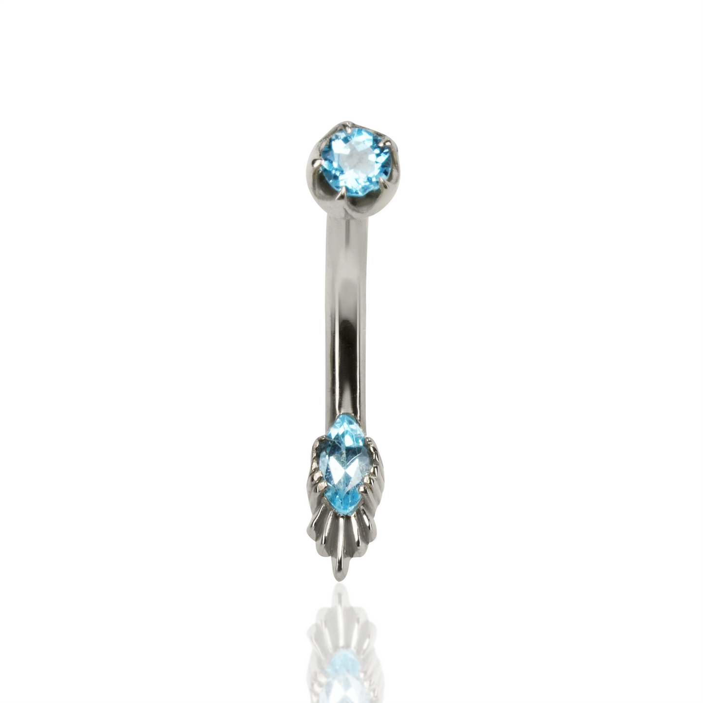 Mini Filigree Barbell with Blue Topaz | 14 Gauge 3/8"