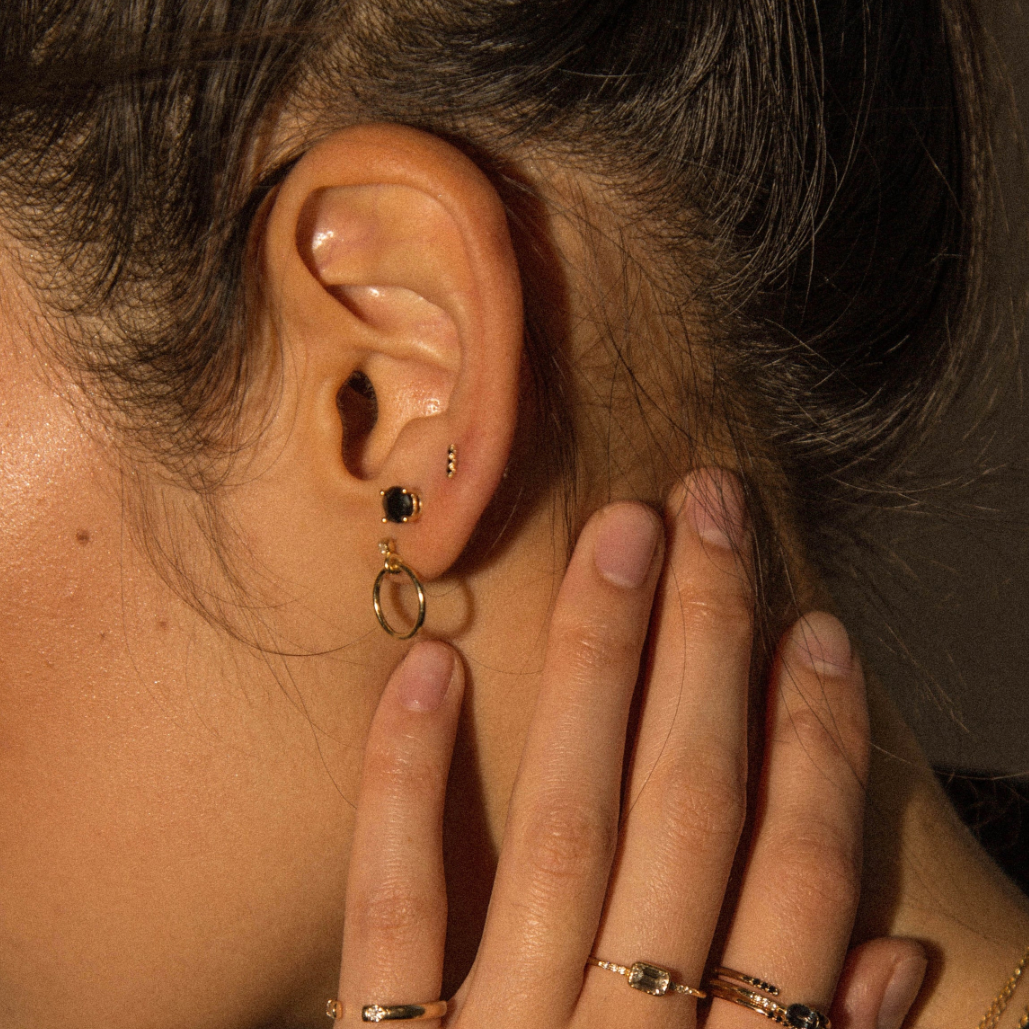 Mini Diamond Eternity Dangle Stud Earrings - PAIR