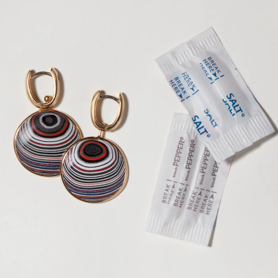 Marla Aaron Fordite Mini Discs with Base - PAIR
