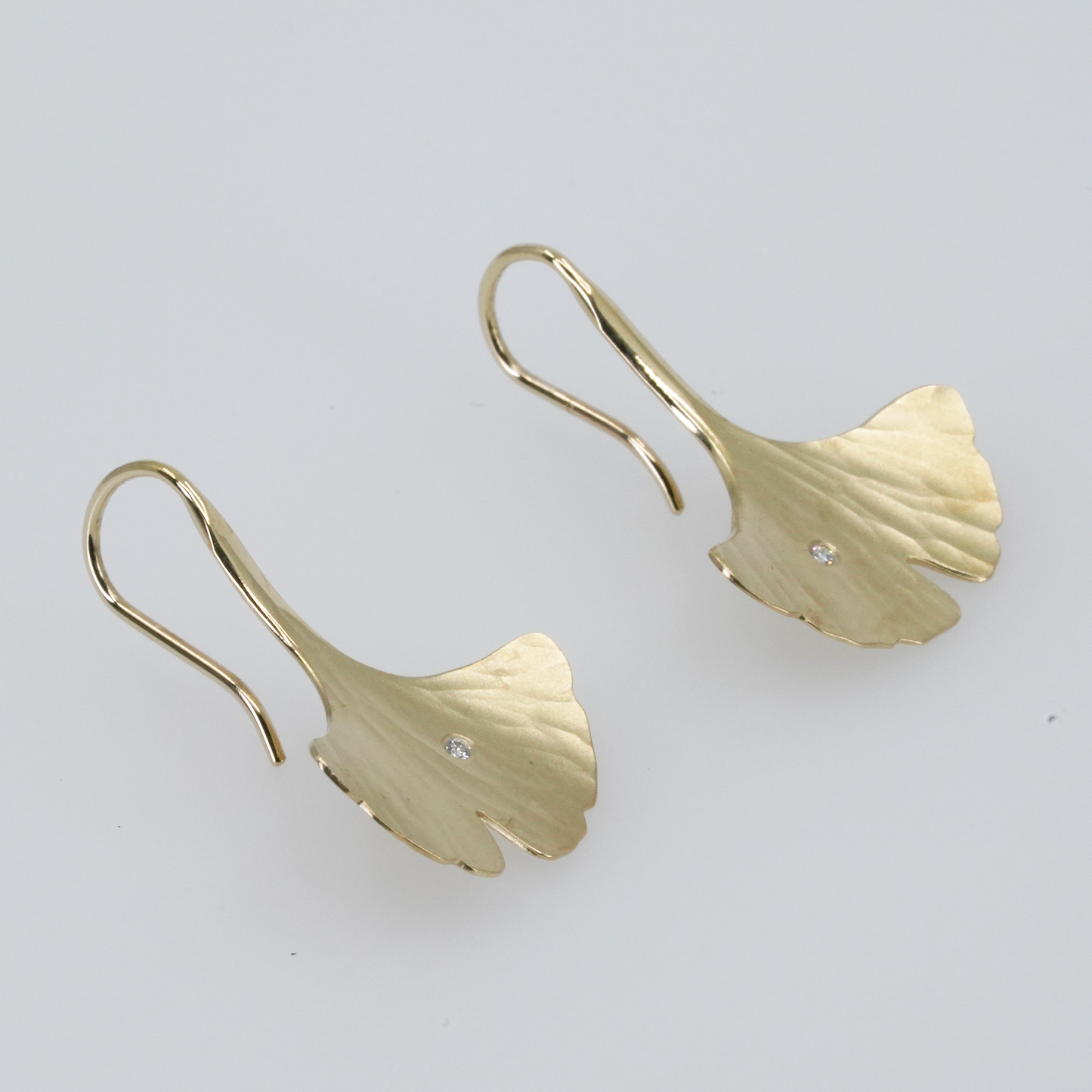 Radiant Ginkgo Earrings with Diamond - PAIR