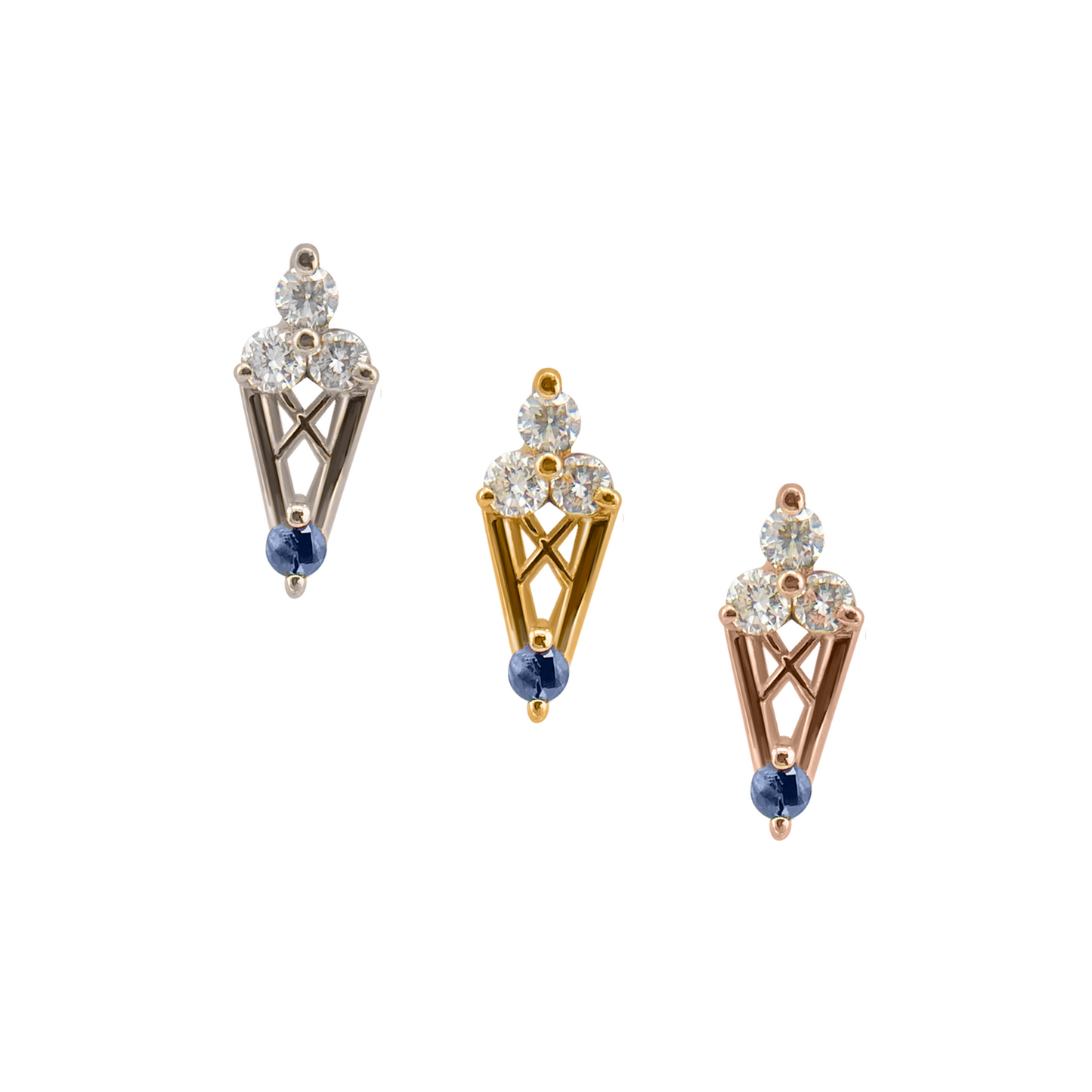 Line Blue Sapphire with Diamond Threadless End