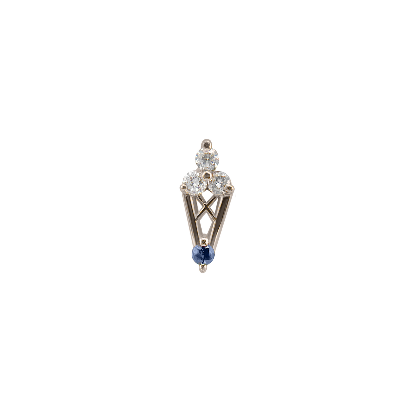 Line Blue Sapphire with Diamond Threadless End