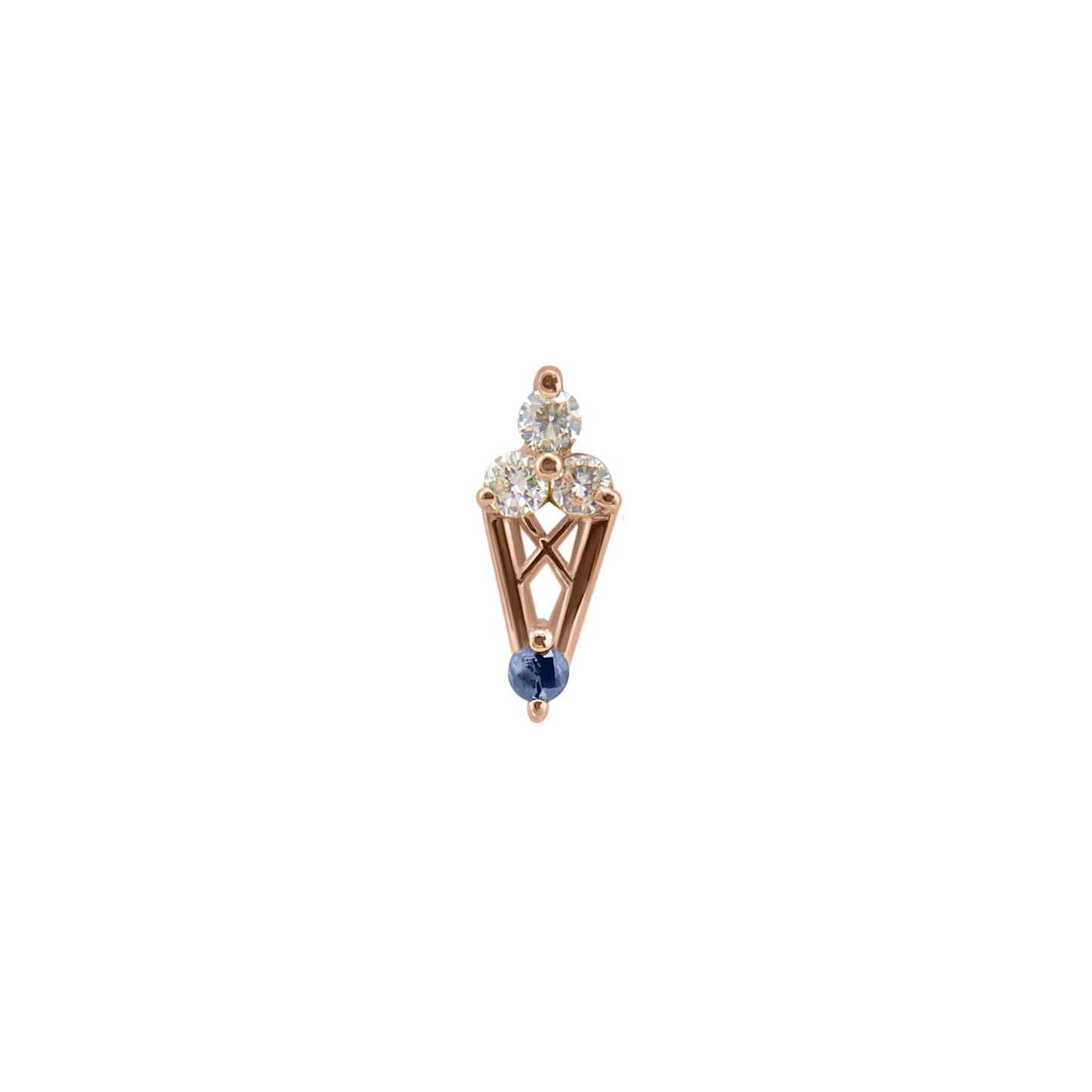 Line Blue Sapphire with Diamond Threadless End