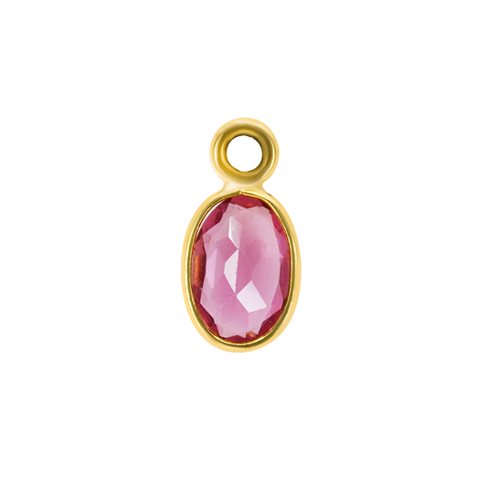 Small Pink Tourmaline Oval Dangle Charm