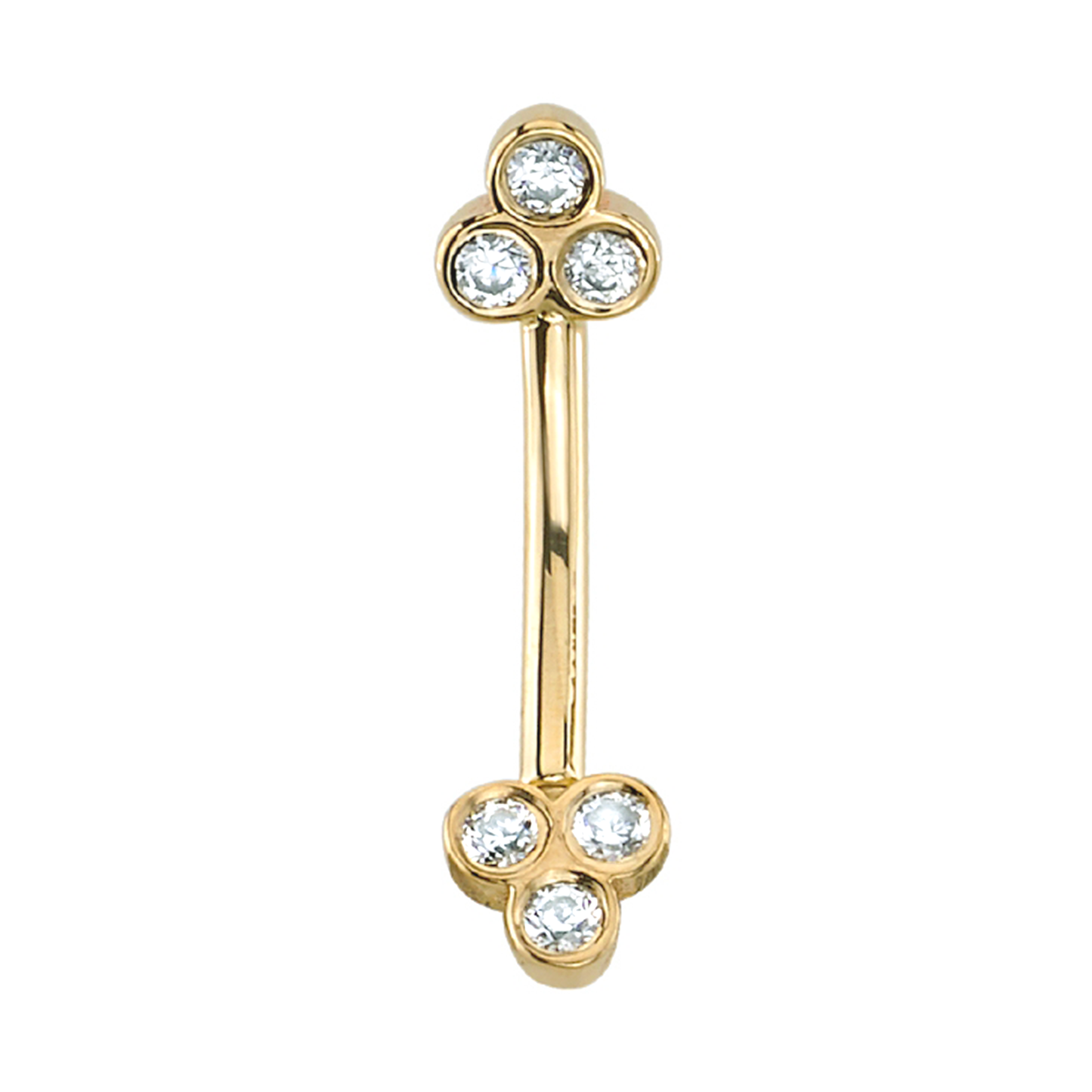 Diamond Tri Bezel Curved Barbell