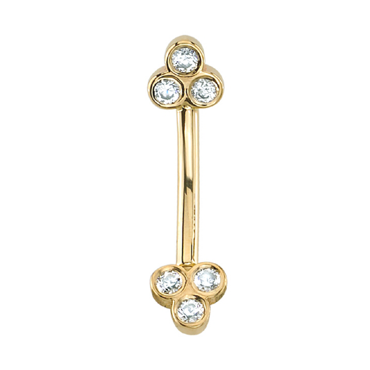Diamond Tri Bezel Curved Barbell