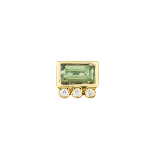 Tourmaline Baguette & Diamond Dotted Stud