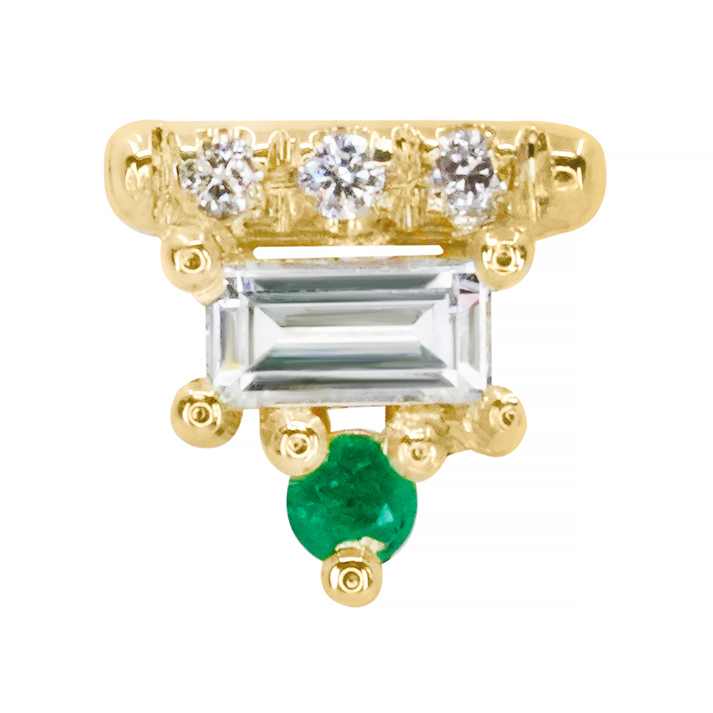 Emerald Baguette Bar Threaded End