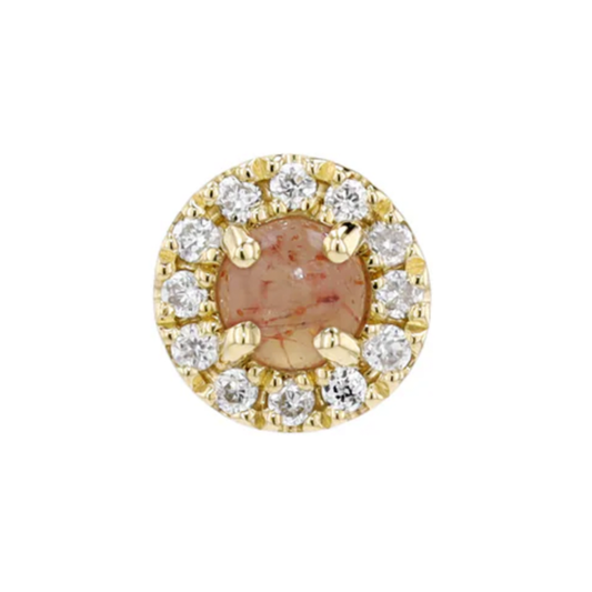 Sunstone & Diamond Halo Threadless End