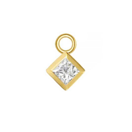 Princess Cut Diamond Bezel Charm