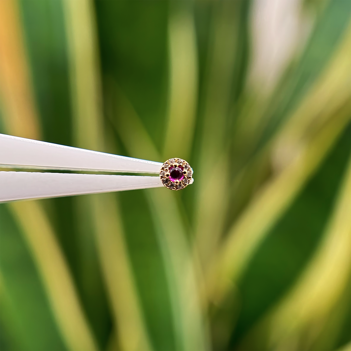 Ruby & Diamond Halo Threadless End