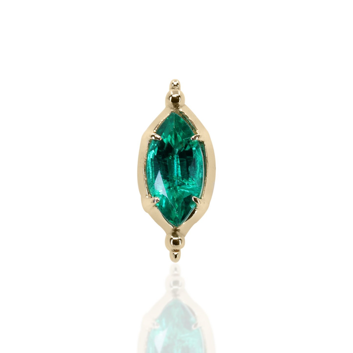 Tapered Marquise with Emerald Threadless End